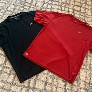 Nike and under Armour med athletic t-shirts